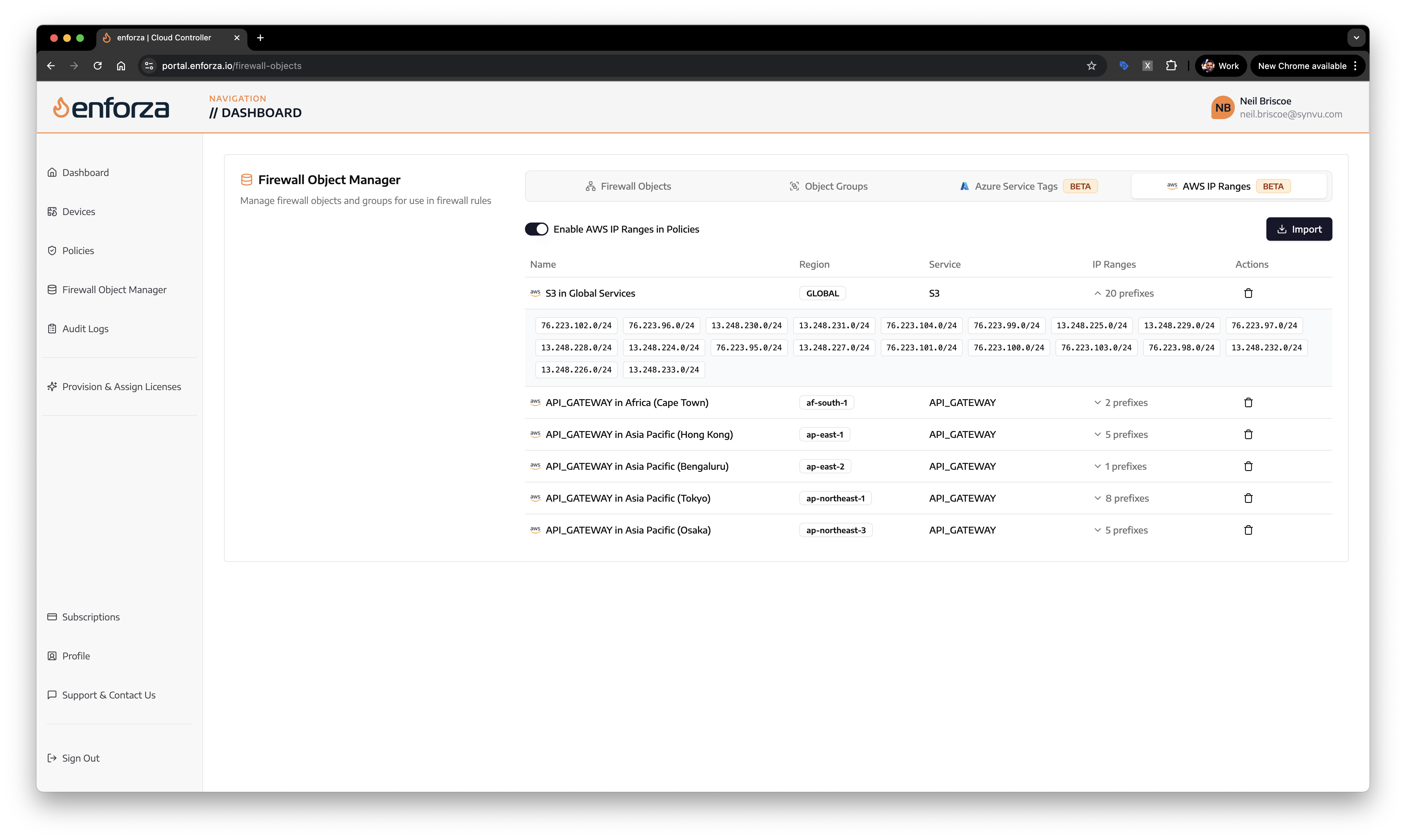 Enforza Policy Management with Azure and AWS Selection
